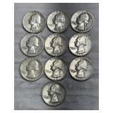10-WASHINGTON QUARTERS 90% SILVER