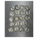 20-MERCURY DIMES 90% SILVER