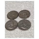 4-FRANKLIN HALVES 90% SILVER