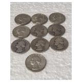 10-WASHINGTON QUARTERS 90% SILVER