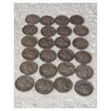 25-MERCURY DIMES 90% SILVER
