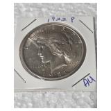 1-1922-P AU PEACE SILVER DOLLAR
