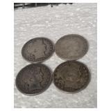 4-BARBER HALVES 90% SILVER