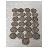 25-MERCURY DIMES 90% SILVER