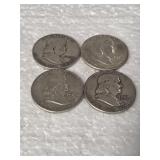 4-FRANKLIN HALVES 90% SILVER