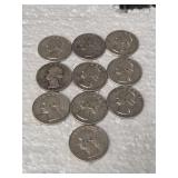 10-WASHINGTON QUARTERS 90% SILVER