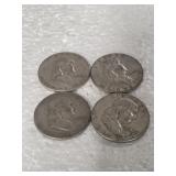 4-FRANKLIN HALVES 90% SILVER