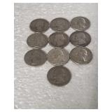 10-WASHINGTON QUARTERS 90% SILVER