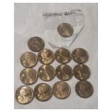 14 - $1.00 gold coins - misc. presidents