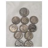 Two Mercury Dimes, Eight Roosevelt Dimes,