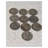 10-WASHINGTON QUARTERS 90% SILVER