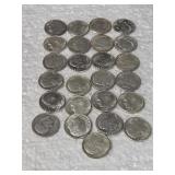 25 ROOSEVELT DIMES 90% SILVER