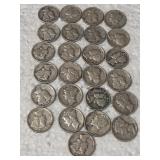 25-MERCURY DIMES 90% SILVER