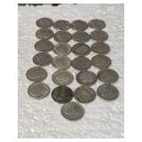 25-ROOSEVELT DIMES 90% SILVER