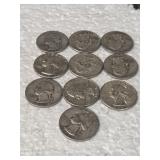 10-WASHINGTON QUARTERS 90% SILVER