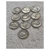 10-WASHINGTON QUARTERS 90% SILVER