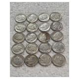 20-ROOSEVELT DIMES 90% SILVER