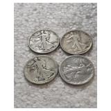 4-WASHINGTON LIBERTY HALVES 90% SILVER