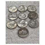 10-WASHINGTON QUARTERS 90% SILVER