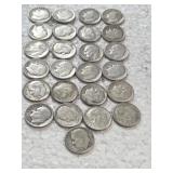 25-ROOSEVELT DIMES 90% SILVER