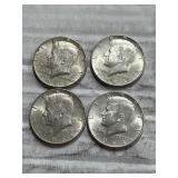4-FRANKLIN HALVES 90% SILVER