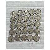 25- MERCURY DIMES 90% SILVER