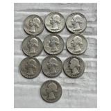 10-WASHINGTON QUARTERS 90% SILVER