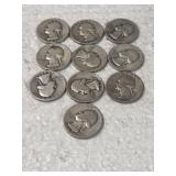 10-WASHINGTON QUARTERS 90% SILVER