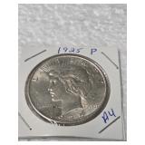 1-1925-P AU PEACE SILVER DOLLAR