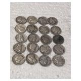 20-MERCURY DIMES 90% SILVER