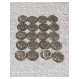 20-ROOSEVELT DIMES 90% SILVER