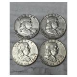4-FRANKLIN HALVES 90% SILVER
