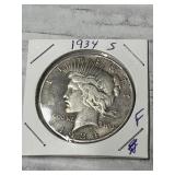 1-1934-S F PEACE SILVER DOLLAR