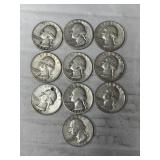 10-WASHINGTON QUARTERS 90% SILVER