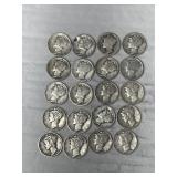 20 MERCURY DIMES 90% SILVER