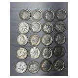 20-ROOSEVELT DIMES 90% SILVER