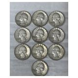 10-WASHINGTON QUARTERS 90% SILVER