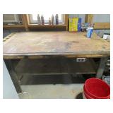 SHOP BENCH STEEL FRAME WOOD TOP