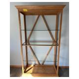 WOOD CABINET W/ GLASS SHELVES