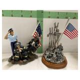 2 FREEDOM FIREFIGHTER STATUES