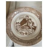 2 FLOWERED SERVING BOWLS & 1 NORMAN ROCKWELL PLATE