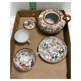 JAPANESE STYLE TEAPOT W/ CUP AND SAUCER