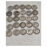 25 Silver Roosevelt Dimes