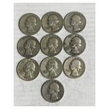 10 Silver Washington Quarters