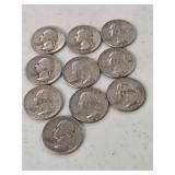 10 Silver Washington Quarters