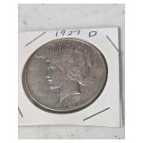 1 1927-D Peace Silver Dollar VF