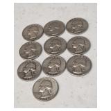 10 Silver Washington Quarters