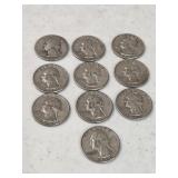 10 Silver Washington Quarters