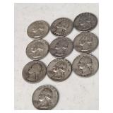 10 Silver Washington Quarters