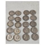 20 Silver Roosevelt Dimes